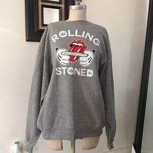 Jerzees Rolling Stoned Gray Sweatshirt Weed Leaf Graphic Size Large